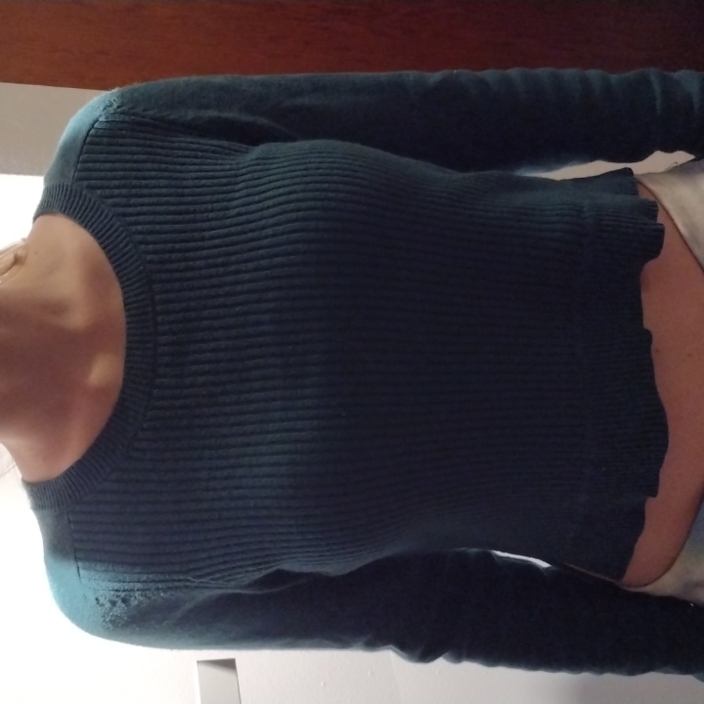 Ribbed Green Cropped RW&Co Sweater Womens Medium